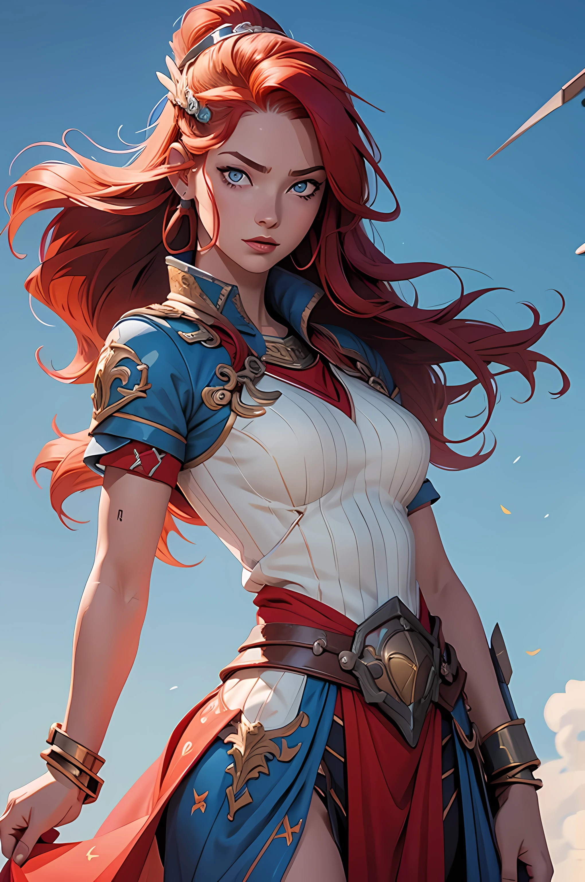 Beautiful woman, wearing female Kratos cosplay, god of War