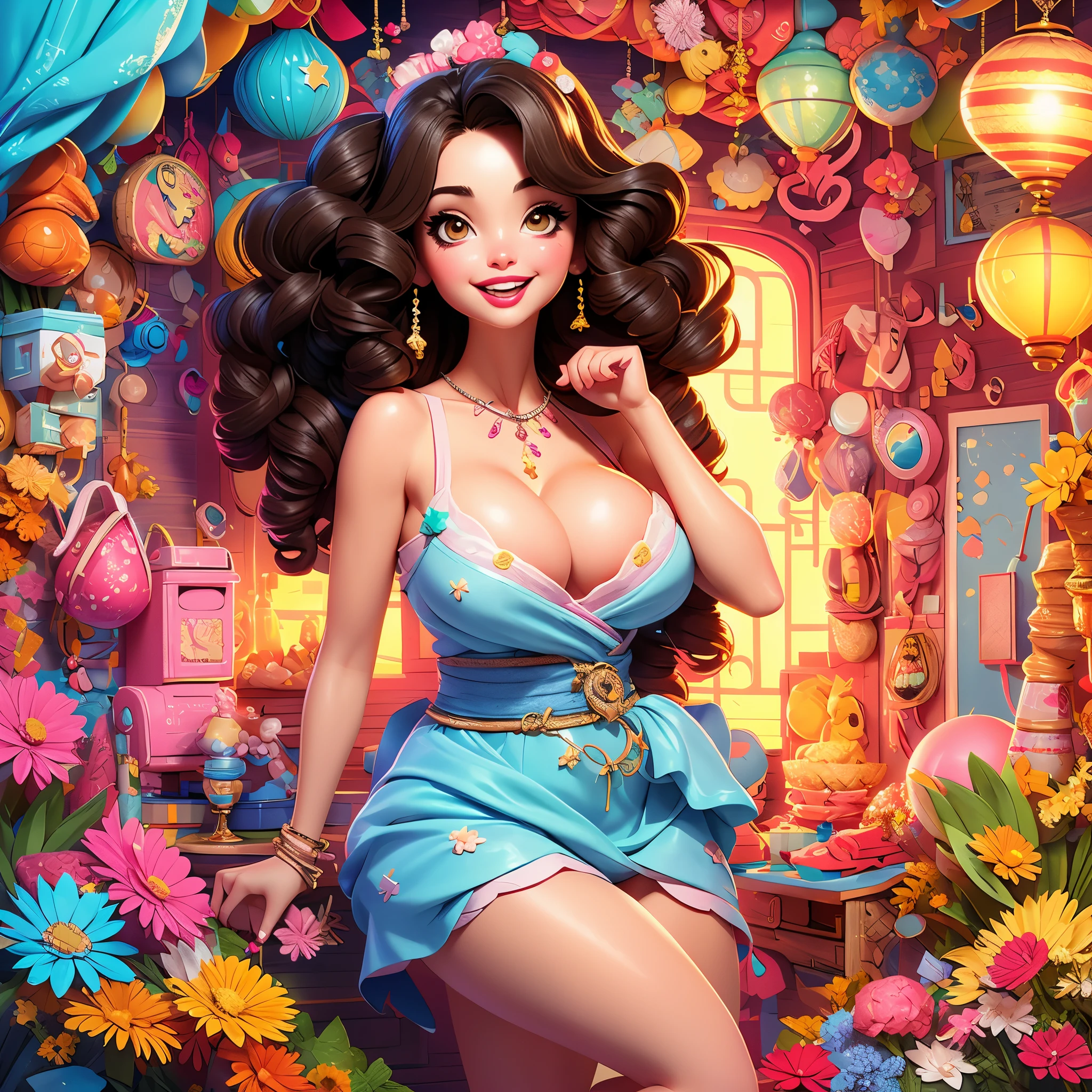 1 girl, (((Anne Hathaway:Selena Gomez:0.7)))(Beautiful smile),harajuku makeup, Perfect lipstick, perfect eyeshadows, Perfect jewelry, Intricate details of clothing, (Perfect breasts,perfect thighs,Perfect Finger,s the perfect face,Perfect girl),(gigantic cleavage breasts),a plump buttockquisite facial details, Sexy fashion Korean model, brown tanned skin, (Half are Spaniards,Half are Japanese mixed-race girls), Naturally sagging chest, Bob Hairstyles, The masterpiece kawaii is popular on Pixiv, Perfect body, Perfect face, Perfect form, Perfect background, Perfectcomposition)), Depth of field Volumetric lighting Surrealism Realistic facial features Realistic environment Complex facial features Perfect skin, Flawless, Masterpiece, kawaii, Sexual Abuse Female Student, The clothes fit snugly against her body, pornstar, Sexy woman , Sexy pose,sexy dress, Perfect posture ,perfect angle,Nipple bumpishnets stockings,((looking at viewert))