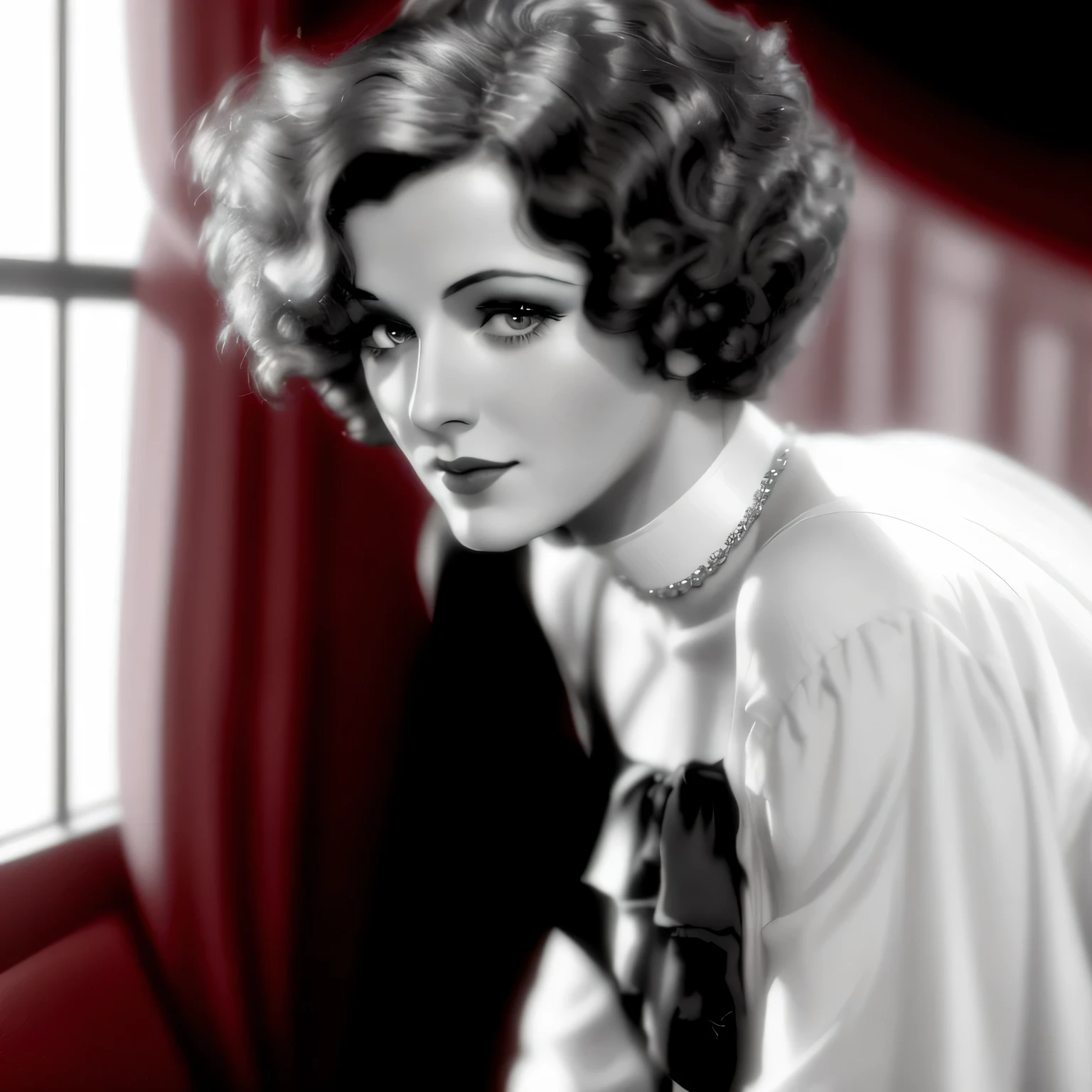 a black and white photo of a woman with a very short hair, susan hayward, 1 9 3 0 s haircut, 1 9 2 0 s film actress, greta garbo, in her early 20s, 1 9 2 0 s hairstyle, vintage noir, portrait of paulette goddard, ann long, 1 9 4 0 s haircut, 1 9 2 0 s hair