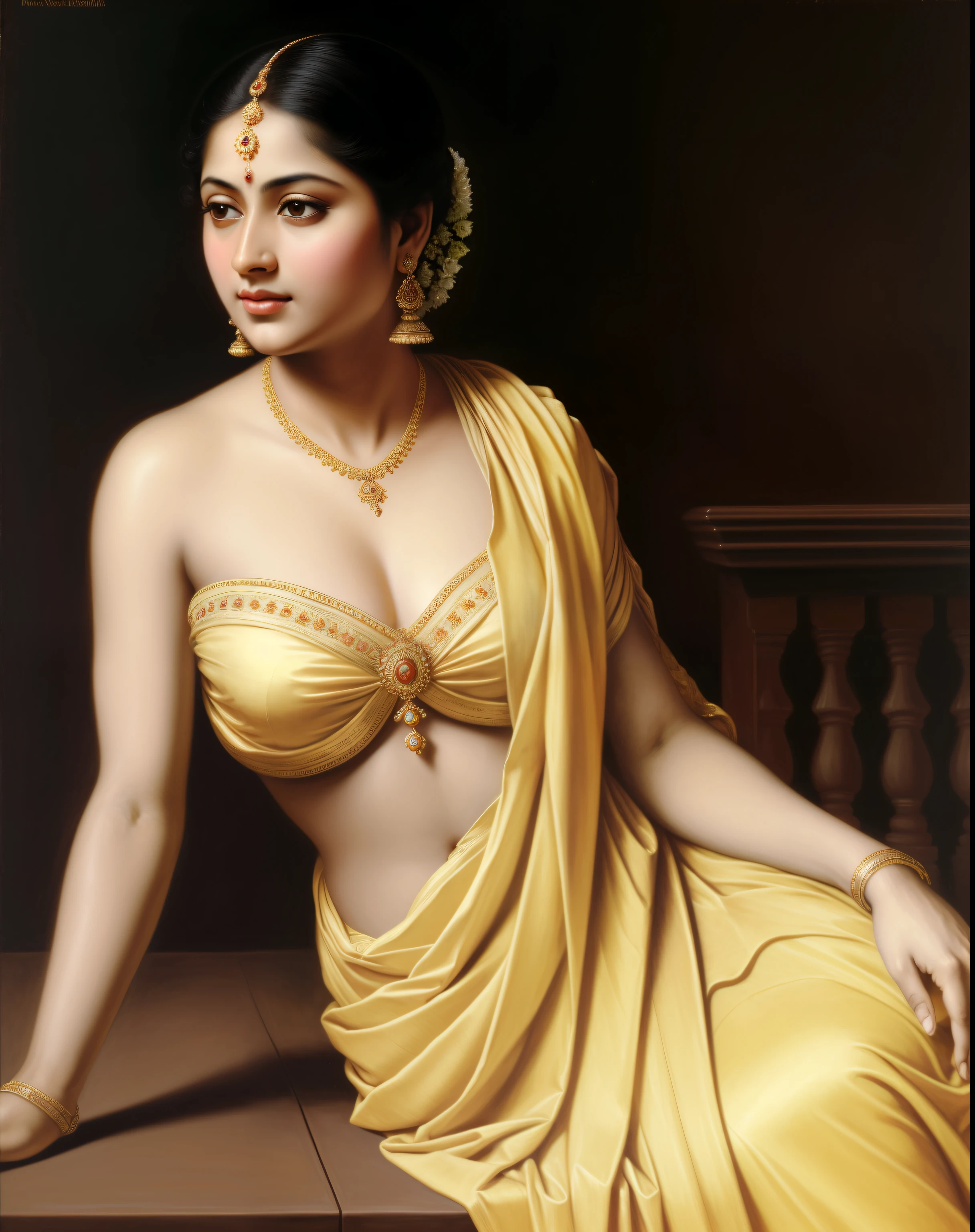 Looks like Anushka Shetty, Masterpiece, Best quality, high clarity eyes, beautifully styled hair, critically flawless,sharp picture, Full portrait, High pixels, perfect face, curvy, perfect eyes, beautiful face, perfect hands,perfect fingers, in Peter Paul Rubens style, by Peter Paul Rubens, baroque style, acrylic on canvas, highly detailed, description: "Create a nymph inspired by the tales of Greek or Roman mythology, embodying the essence of a natural element or location, and possessing a unique ability or trait that sets her apart."