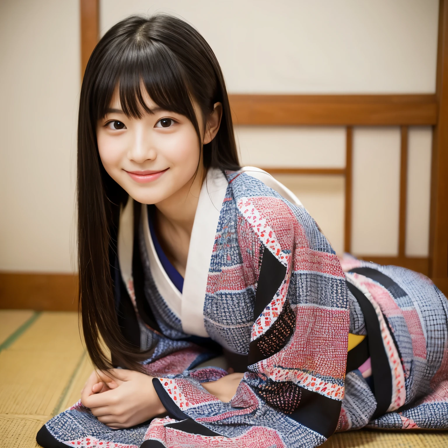 highest quality, Face Focus, Soft Light, 超A high resolution, (Realistic:1.4), RAW Photos,Cleavage highlights Japanese girls, cute, (Students, Light in your eyes), Beautiful face in every detail, (Large Breasts),(High resolution detail of human skin texture),Play,cute smile,Japan white kimono、Lie
(Short bob brown hair)、Japan white kimono、Brown fox ears、Brown fox fur、Brown fox tail、Obscene、Glowing Skin,Sleeping on your back on a futon in a damask shirt dress,
(Portraiture)