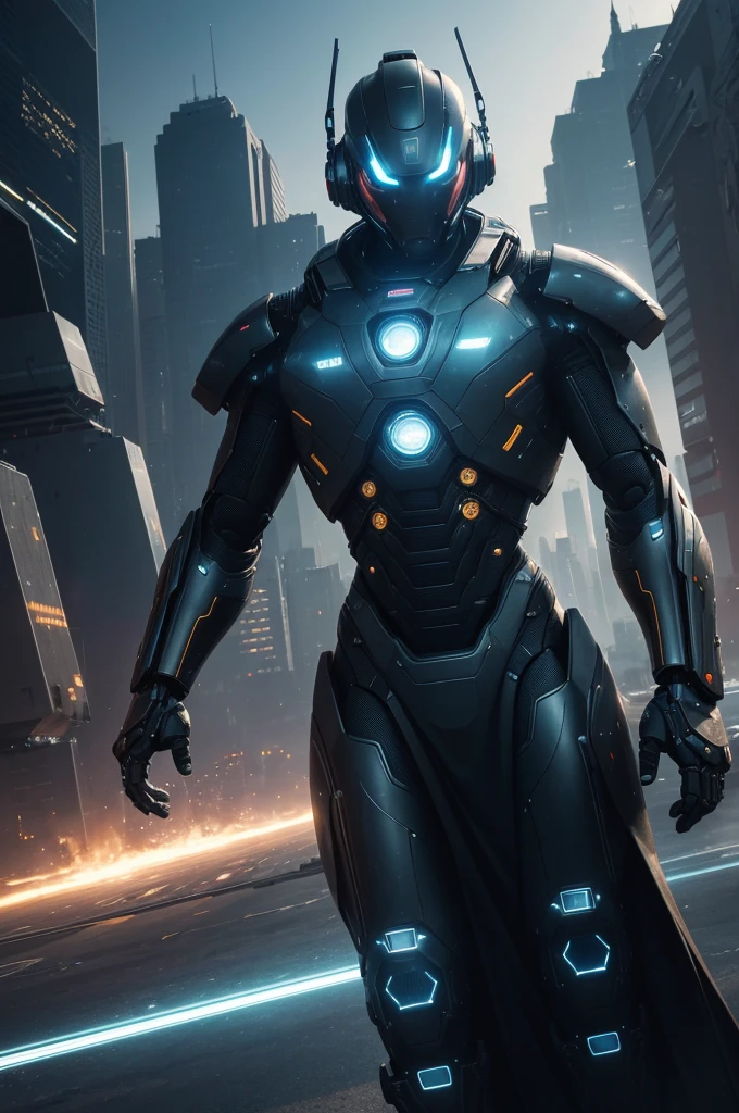 (best quality,4k,8k,highres,masterpiece:1.2),ultra-detailed,(realistic,photorealistic,photo-realistic:1.37),futuristic machine,advanced technology,metallic surface,shining lights,sci-fi atmosphere,colorful display panels,robotic arms,moving parts,high-tech interface,smooth curves,sharp edges,mechanical precision,electric blue color scheme,dynamic composition,dystopian city backdrop,urban landscape,hovering in mid-air,large scale,imposing presence,artificial intelligence,intergalactic exploration,space travel,otherworldly design,sleek aesthetics,innovative engineering,seamless integration,experimental propulsion,cosmic energy,blastoff to distant galaxies,extraterrestrial discoveries.