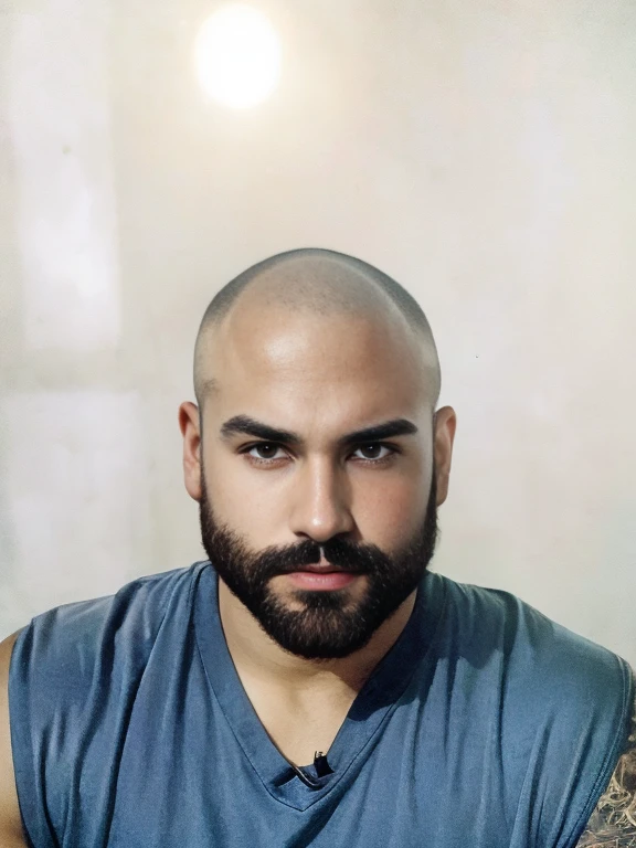 Volume muscular, qualidade extrema, bald head, cortes musculares, detalhes, fibras, viking, lighting adjustments, detalhes nos olhos, olhos escuros, barba cheia, alinhamento da barba, bigode,,