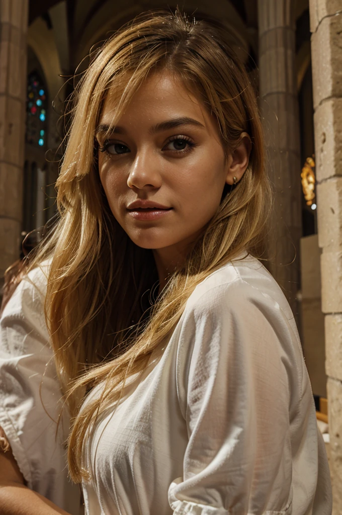 chica rubia en sagrada familia