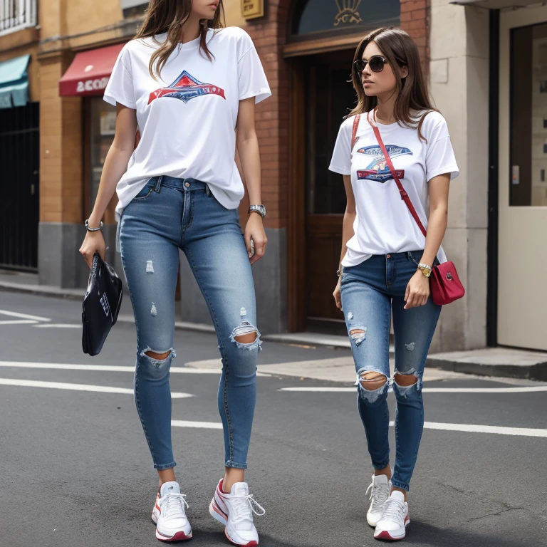 Andrea era alta, slim build, his clothing was very sporty, jeans tenis y playera blanca.