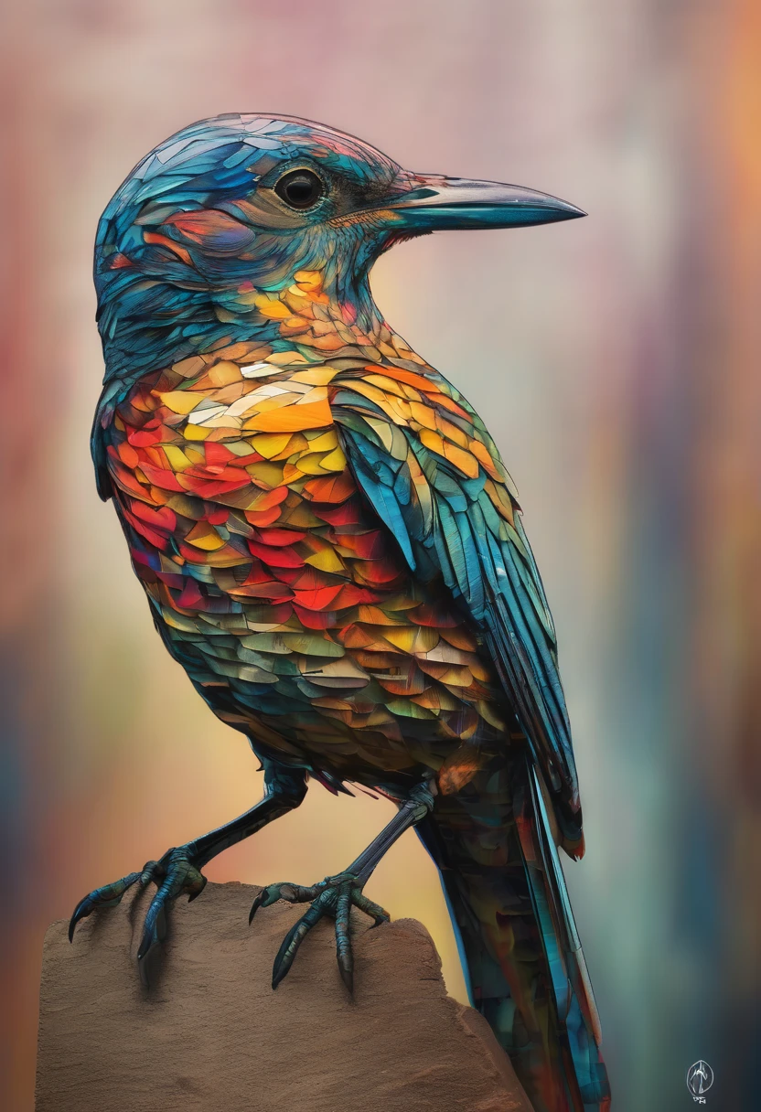 a bird in perfect geometrical harmony, intricate and hyperdetailed by Andy Waehol, poster, fluid ink and oil splash painting artistic fantasy art, album cover art, amazing depth, perfect ratio, hdr, 8k resolution, perfect balanced styles, intense light, muted colors,hyperdetailed masterwork by head of prompt engineering