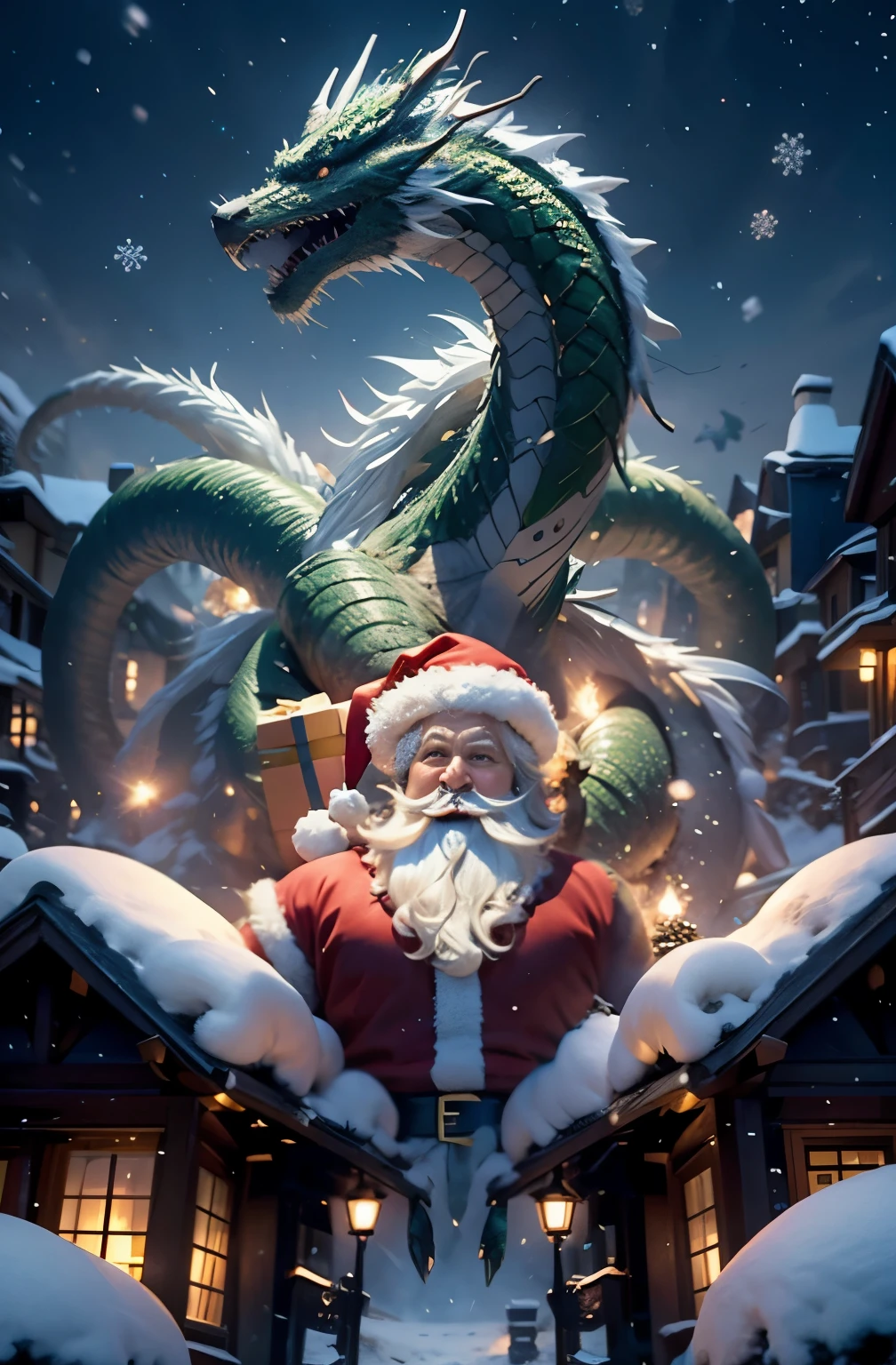 Good old Santa Claus with a sack of presents, a good laugh.