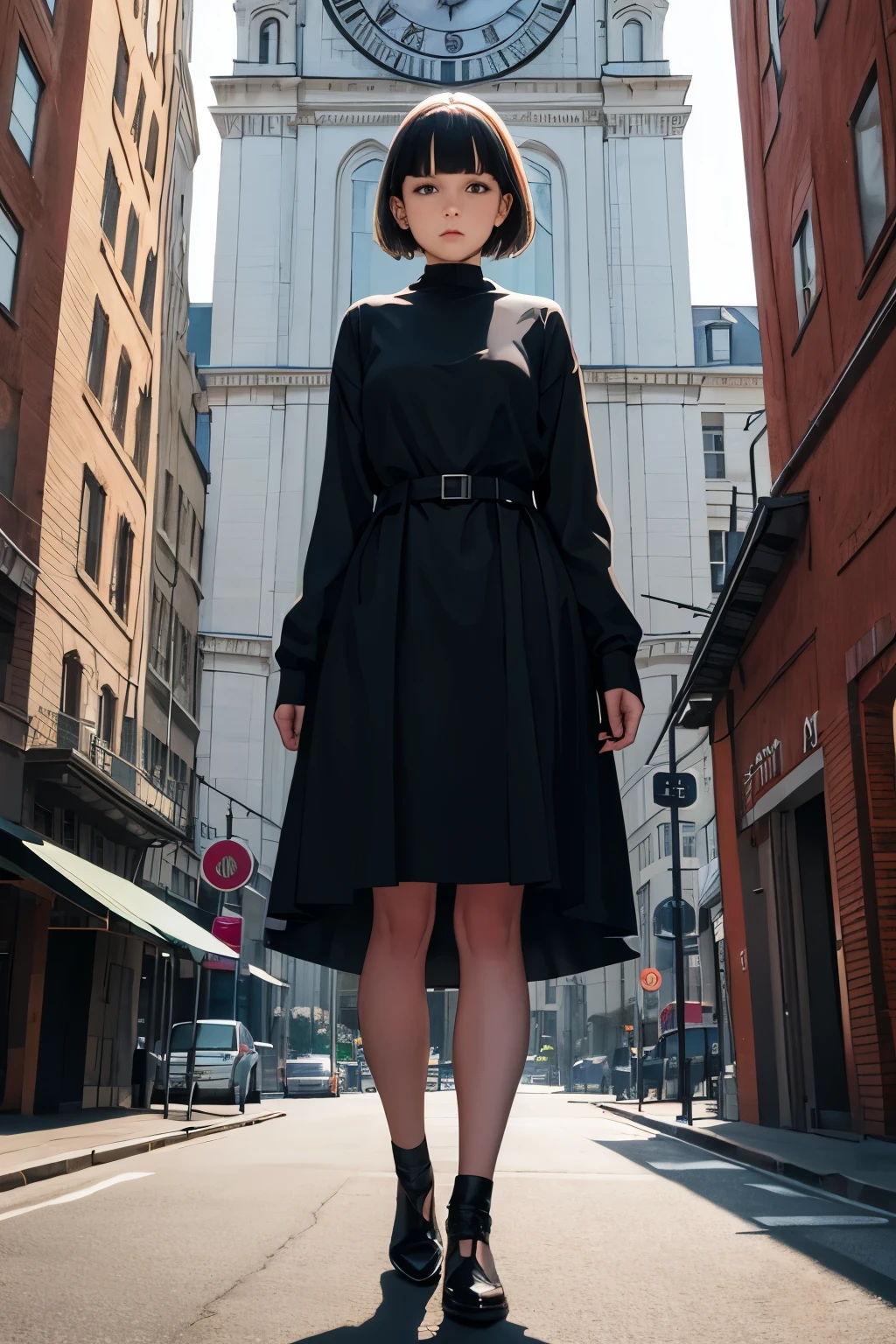 Girl standing inside of a clocktower