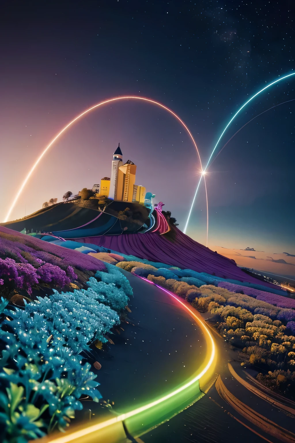 Crie uma imagem vibrante, repleta de cores e luzes chamativas para uma arte de Feliz 2024 destinada ao Instagram. This project will be developed by a talented Graphic Designer, with the aim of capturing the public’s attention. Explore a vibrant color palette and use creative lighting effects to create a visually stunning composition. Integrate graphic elements that communicate the positive energy of the new year, destacando-se pela originalidade e pela habilidade do designer. Ensure the art is captivating and conveys the joy and excitement of the start of 2024 in a unique and engaging way.