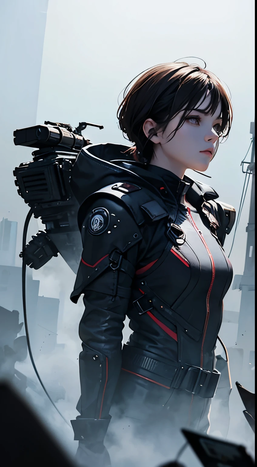 1girl,.Neon arenoso, synthetic textures, membros modificados, materiais desgastados, atmospheric fog, Posturas rebeldes, decair, Narrativa em camadas, tecnologia sci-fi, Dystopian scenarios ., super clareza,best quality,master part,alta qualidade, extremamente detalhado,Realistic