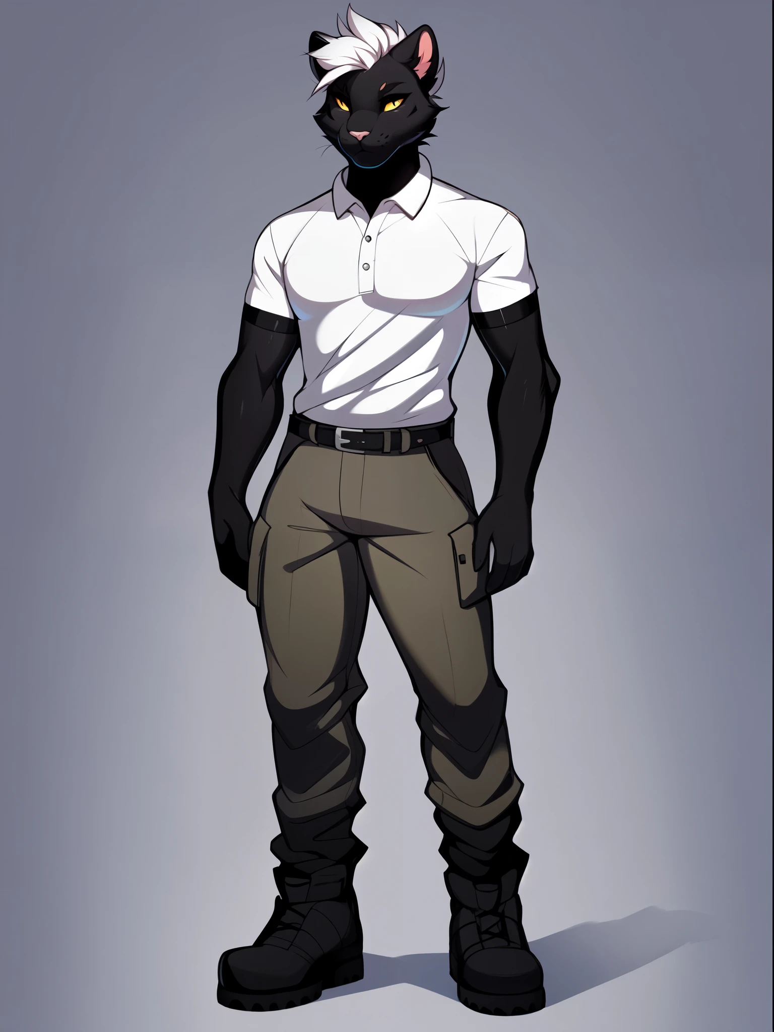 Black male panther, yellow cat eyes, white sclera, by hyattlen, by braeburned, by fumiko,