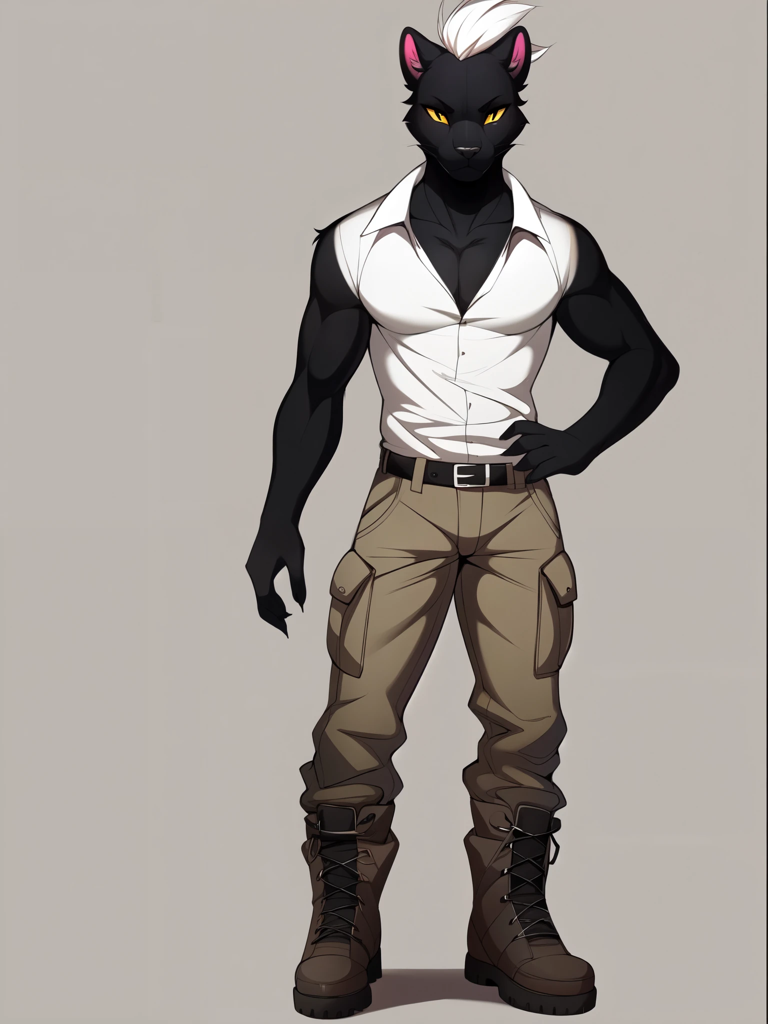 Black male panther, yellow cat eyes, white sclera,  by hyattlen, by braeburned, by fumiko,