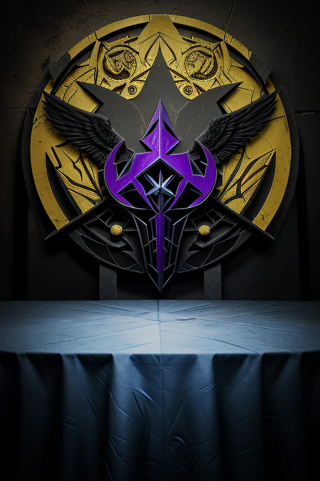 Killer Stallion Medallion Design )de (Destruction and Conquest of Death,desordem,terror ,agonia),(In the middle of the medallion is the forging table icon),(The Composition theme icon),prata,Efeito 2D plano
