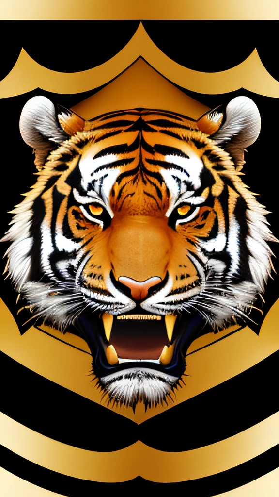 Coat of arms of a tiger, preto e dourado, que traz medo e terror