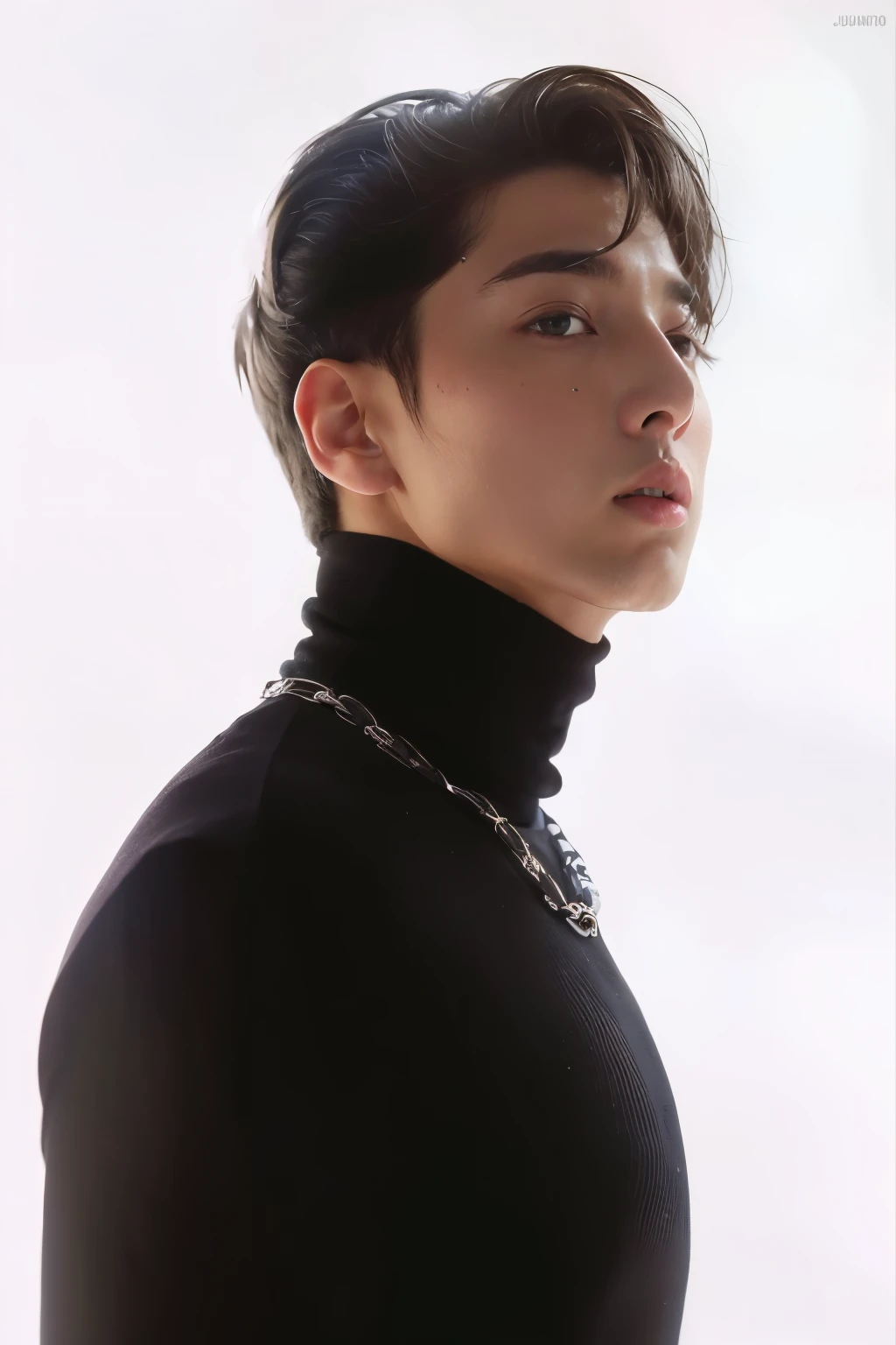imagem arafada de um homem com gola alta preta e camisa preta, Jungkook, jungkook, jeon, Inspirado em Jeonseok, jungkook, kook, inspirado no bts, Jinyoung Canela, brilhante da chuva, inspirado em Juju, Retrato de jungkook