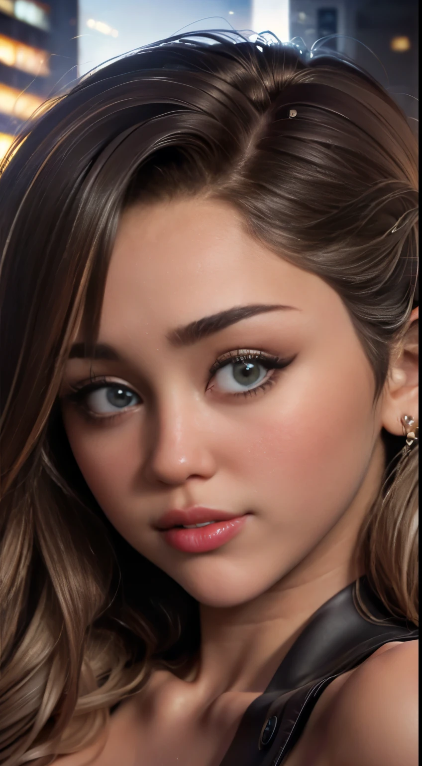 photo of Miley Cyrus, RAW, beautiful woman, ((portrait)), ((detailed face:1.2)), ((detailed facial feature, detailed skin, clear skin), (perfect proportioned body), ((nsfw:1.5)) (high detailed city environment, apartment balcony), (realistic photo, best quality, detailed), (8k wallpaper), (cinematic lighting, dramatic lighting) (sharp focus, intricate)