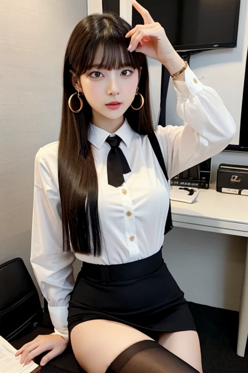 ((최상의품Vagina)), secretary, Office Look, Black stockings, Gold chain leash attached to black choker, ring earrings, slaves, sex, Vagina, spreading your legs, cum on, hypnosis, brainwashing, company, nudity, white or black, Brown hair, Long-haired, coquetry, Naked body, Vagina에서 흐르는 많은 양의 선명한 cum on, smoking cigarette, cute face, perfect faces, Spread your crotch, nudity