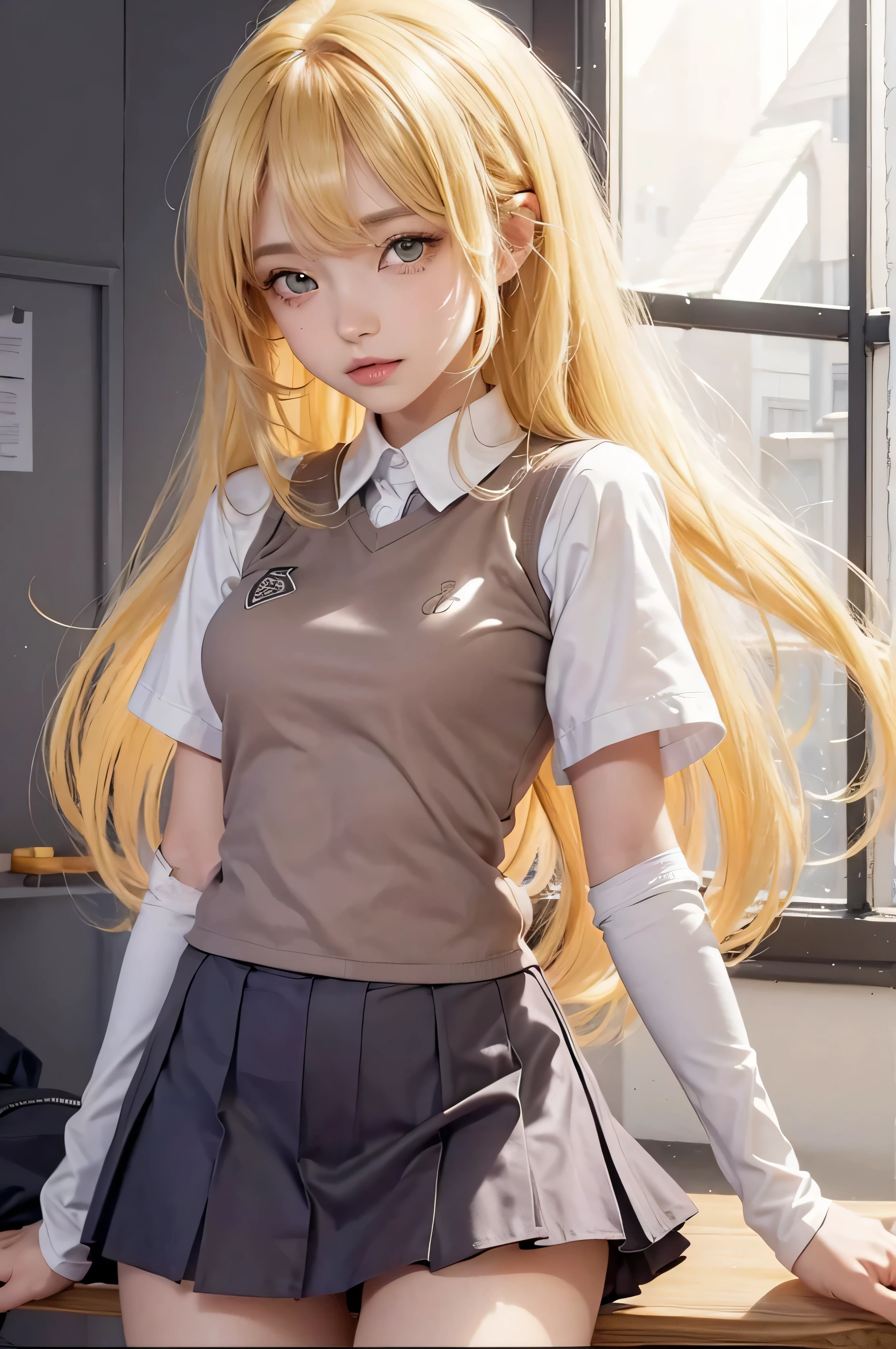 realistic lora 1 girl with blonde hair in ponny style