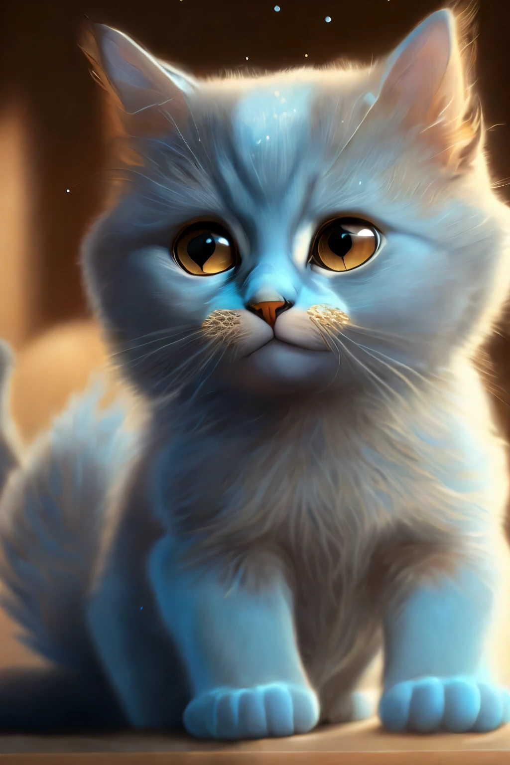 best quality, masterpiece, baby blue cat, happy, relax, brown eyes, 4k 8k