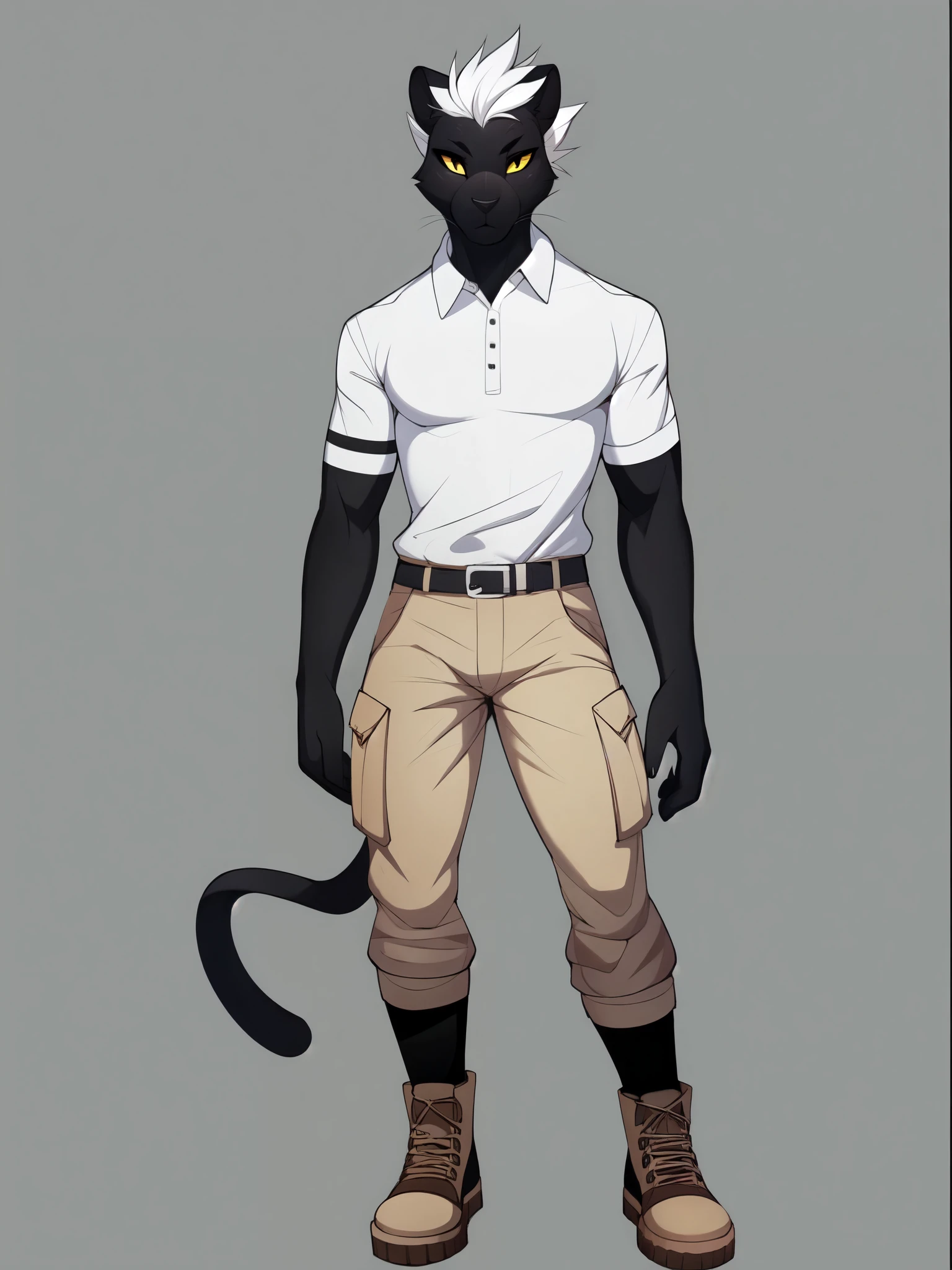 Black male panther, yellow cat eyes, white sclera,  by hyattlen, by braeburned, by fumiko,