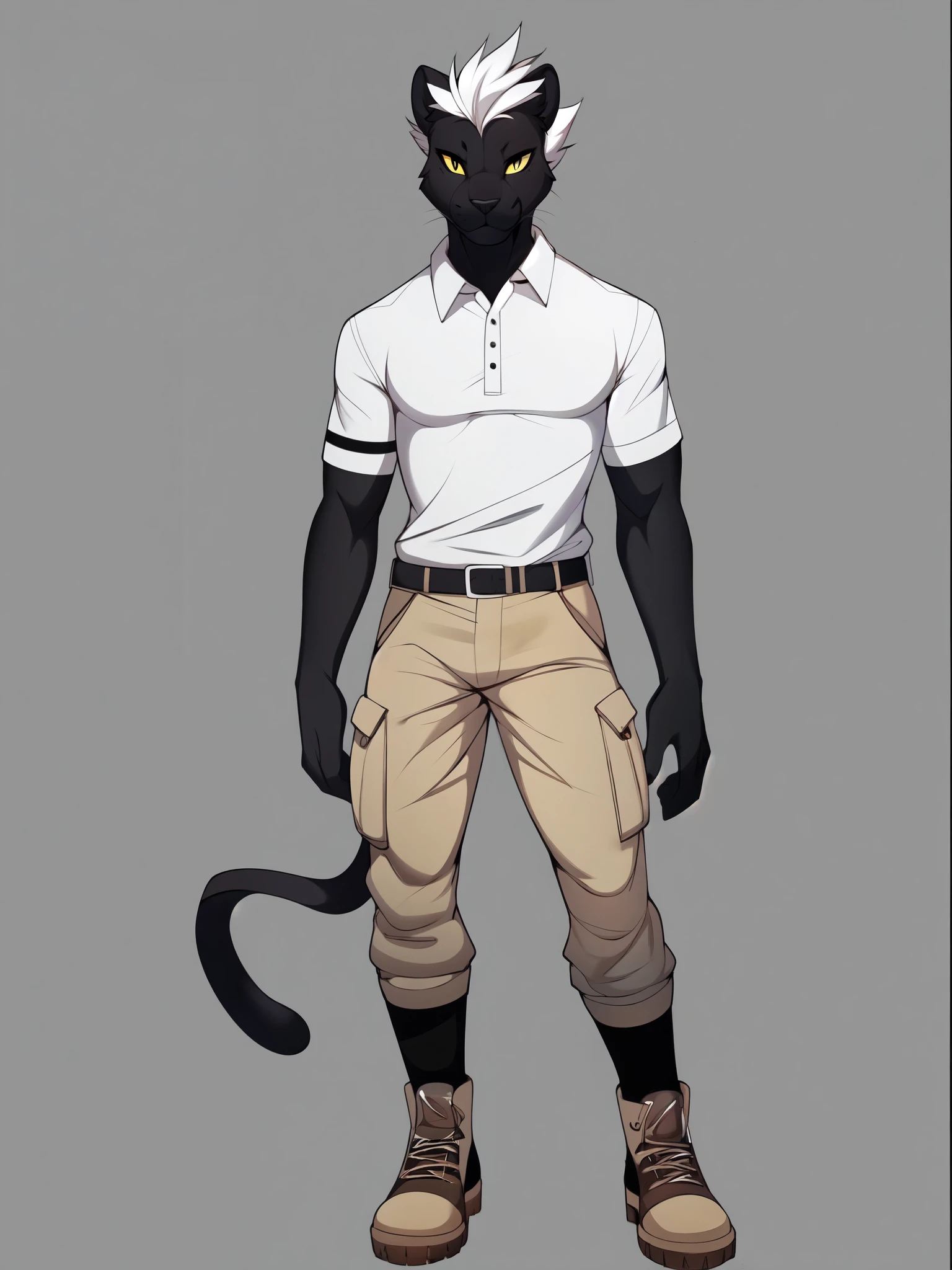 Black male panther, yellow cat eyes, white sclera, by hyattlen, by braeburned, by fumiko,