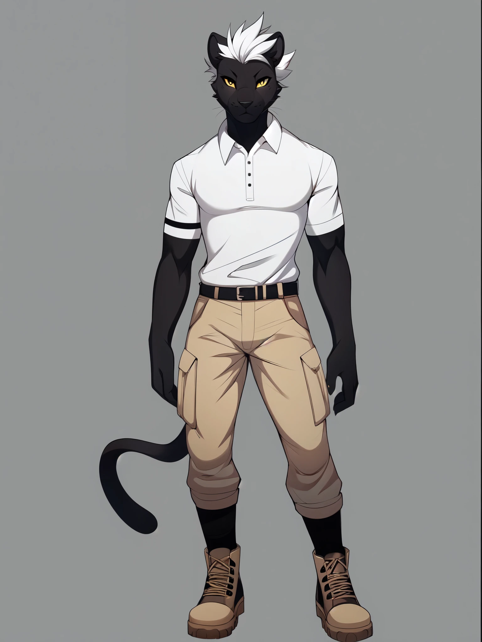 Black male panther, yellow cat eyes, white sclera, by hyattlen, by braeburned, by fumiko,