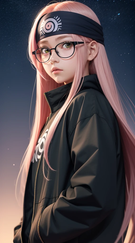 Anime girl with glasses and long hair, visual anime de uma menina bonito, estilo anime. 8k, Pin no anime, anime vibes, estilo anime 4 k, anime moe artstyle, anime aesthetic, anime girl desktop background, visuais de anime, menina anime com cabelo real, ethereal anime, Menina anime com cabelo longo, retrato bonito do anime , anime , Naruto, Naruto anime, Compartilhamento background, night time, Escuro , Compartilhamento , wearing Naruto headband