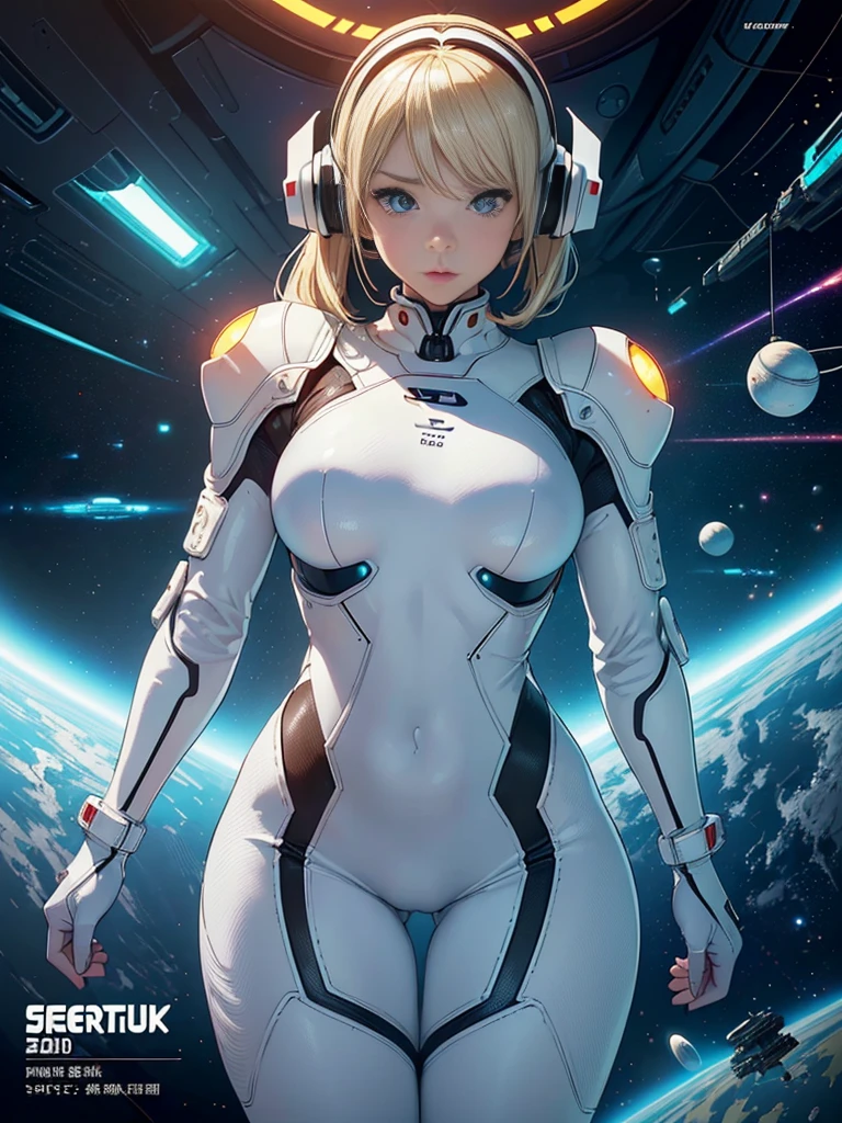 (Superflat, Flat Shading, flat-colors:1.1)、(Magazine Cover)、Illustrations、(two girls)、(cute little:1.2)、very beautiful 20 year old cartoon girl、(High Detail Skin: 1.2)、photorealistic anime girl render、realistic anime 3 d style、Strong highlights of the eyes、(((White spacesuit)、(a blond):1.5、(Futuristic, tight-fitting bodysuit)、head phone、Cyberpunk futuristic city background、masterpiece、top-quality、))Perfect Anatomy、((Futuristic tight-fitting space suit、high performance space suit))、((head phone))、Spacesuit Boots、Spacesuit Gloves、(support)、Inside the space station、Volumetric lighting、Soft light、Vibrant colors、watercolor paiting、