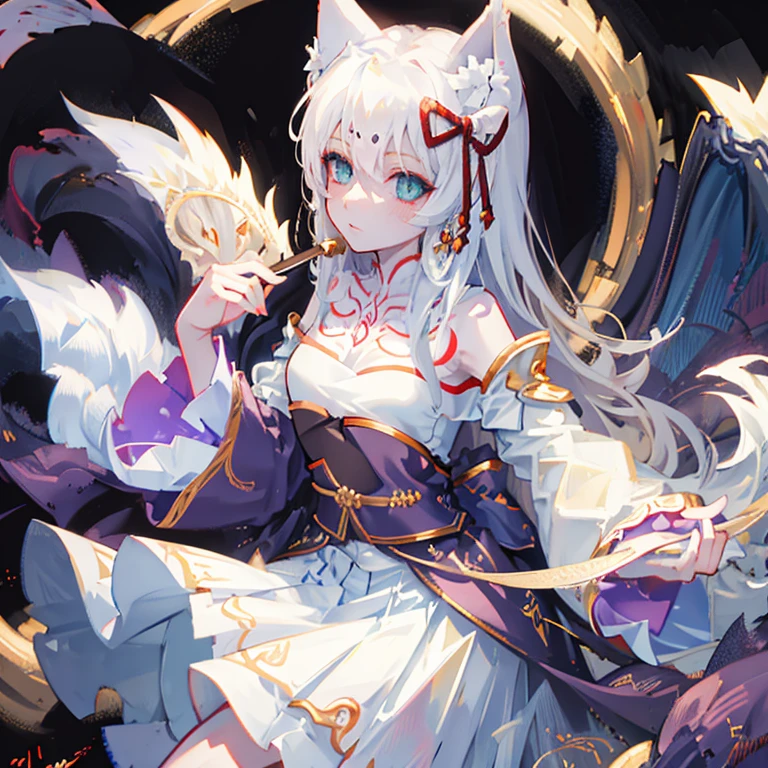 8k, resolution, high quality, high resolution, best quality, best resolution, absurd resolution, ray tracing, high detailed, masterpiece, extremely detailed,shoulder length white hair, female,white 2 wolf ears, teenage girl, slim body, white scale dragon tail,black boots,black leggings, school skirt, white jacket, medium size chest, detailed blue eyes, detailed beautiful face,solo female,1 dragon tail, detailed eyes