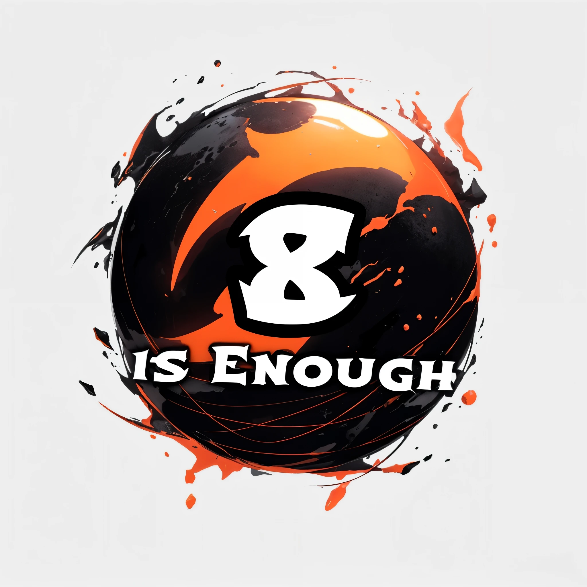 there is a black and orange ball with a white and black logo, 8k hq, 🚀🚀🚀, 8k stunning artwork, 8, alexey egorov, breakthrough is iminent, eight eight eight, official artwork, 8 k what, 8k high quality, 8k!, official splash art, 8 k hd artwork, 8k hd artwork, 8 k smooth