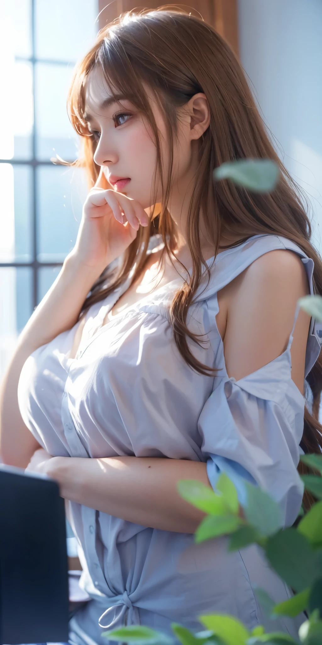 1girl, brown hair, brown eyes, high quality, ultra detailed, masterpiece, realistic