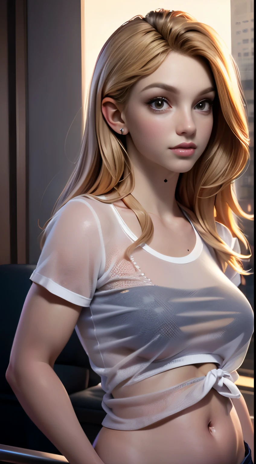 photo of Britney Spears, RAW, beautiful woman, ((portrait)), ((detailed face:1.2)), ((detailed facial feature, detailed skin, clear skin), (perfect proportioned body), (wearing a belly shirt) (high detailed city environment, apartment balcony), (realistic photo, best quality, detailed), (8k wallpaper), (cinematic lighting, dramatic lighting) (sharp focus, intricate)