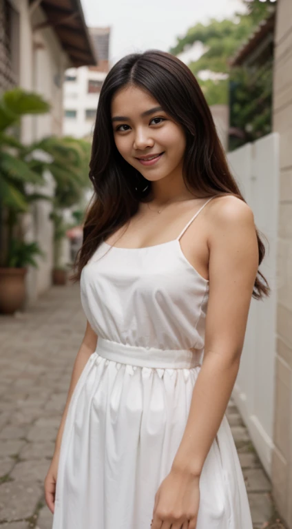 image of a girl with happy face beautiful background, masterpiece, full fit body