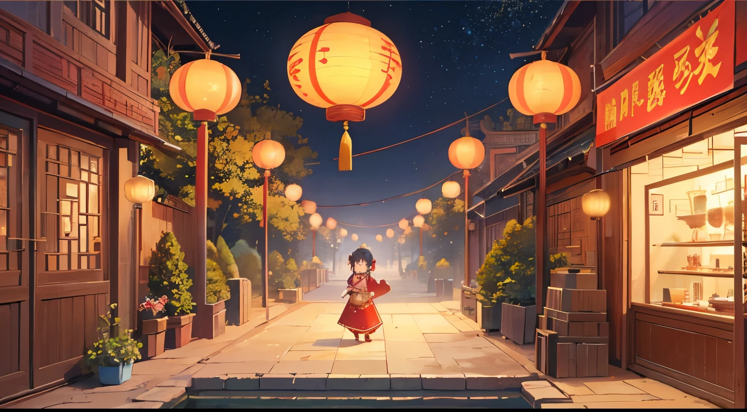 (Best Picture Quality,4K,8K,A high resolution,master piece:1.2),,Cute CG trend,Chinese animated movie poster,Sandbox games,Mini World,UE5,celebration,Lunar New Year,wordless scene,nighttime scene,lanterns,Tidbits。
