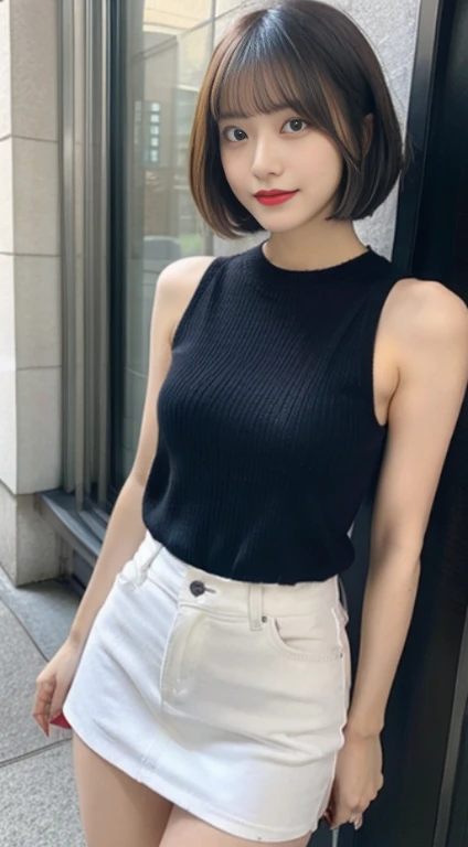 Shortcut Hair、full bodyesbian、a miniskirt