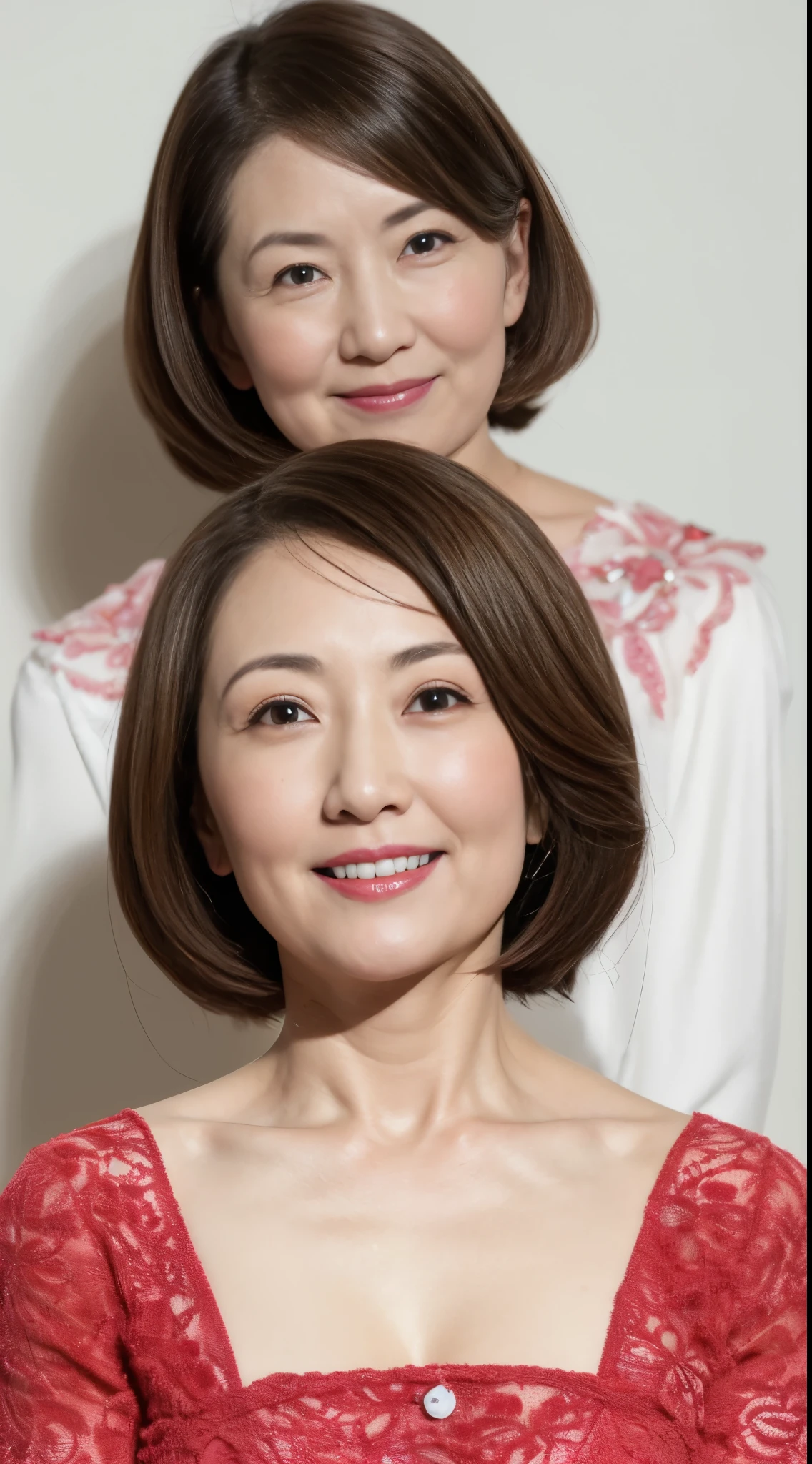 Remove Background, gravure, from the chest up, masutepiece, Best Quality, Ultra-detailed, Photorealistic, describe the lips correctly, red-lips, Ultra-detailed細なスキン, Perfect Anatomy, (1 japanese mature woman), (Solo), 95 years old, Large breasts, Mature housewife, glamor, A sexy, Chromo-white skin, Looking at Viewer,