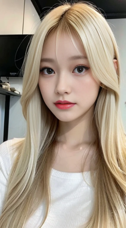 long hair, blonde, white
