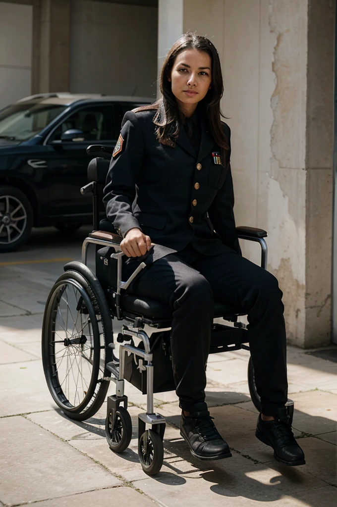 female war veteran in a wheelchair with no legs