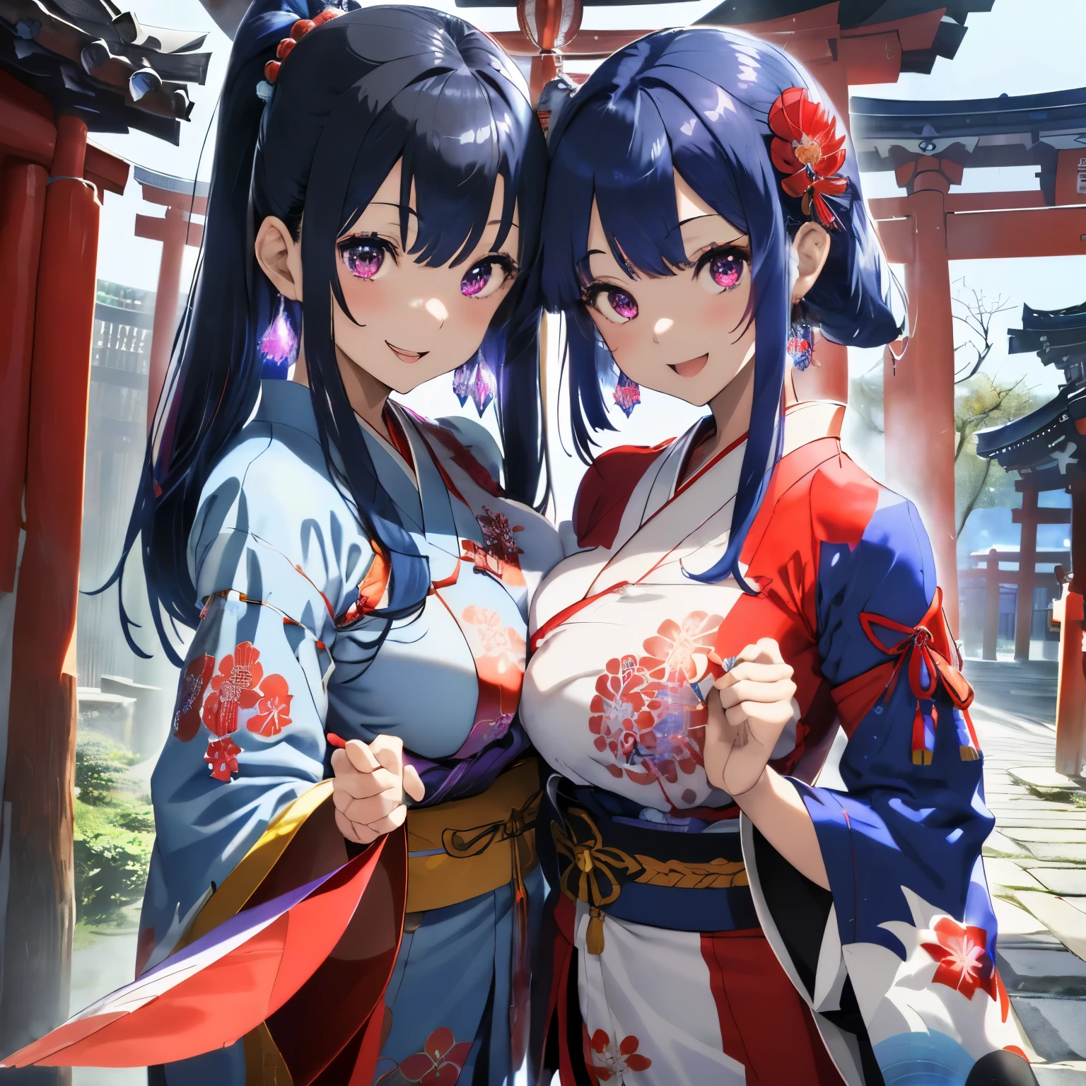 (Two beautiful girls are pressing their breasts against each other,)(((two girls))),((Perfect body,))((Super beautiful,))((High quality,)), (sweaty,) (wet all over,) blush,saliva, steam,((Japanese clothes,Japanese Princess, hair ornaments, on a futon, in a Japanese room at night,)),collar, Looking at Viewer,gigantic breast,lie on japanese futon, exposing thighs, thigh-high socks, tabi,pussy,Smile,Pleated skirts are so short that their crotch is exposed, she lifts the skirt with her fingers to show off her crotch,((Two beautiful girls lying on a futon and seducing me)),