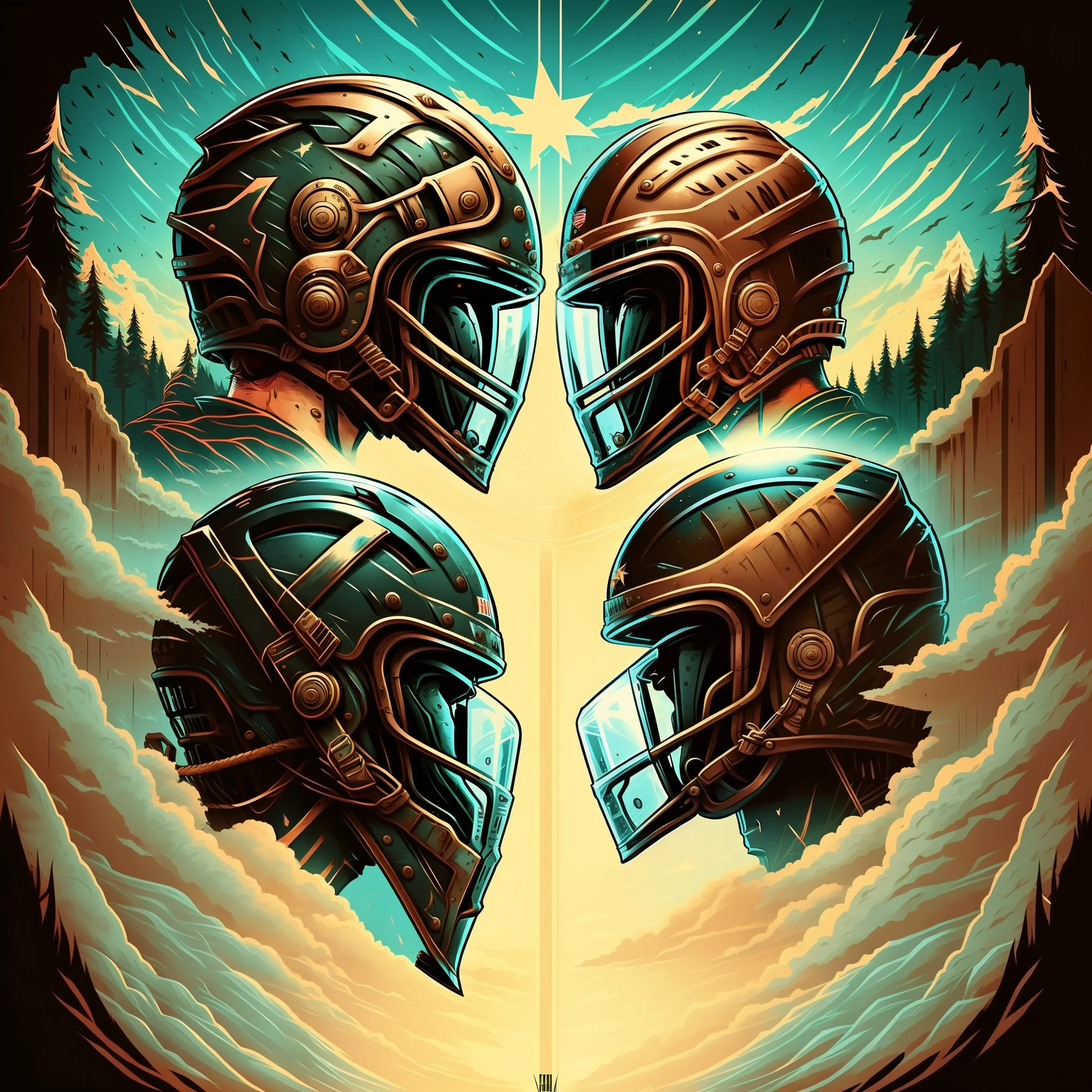 Show off your toughness by putting an American football helmet and a hockey helmet side by side