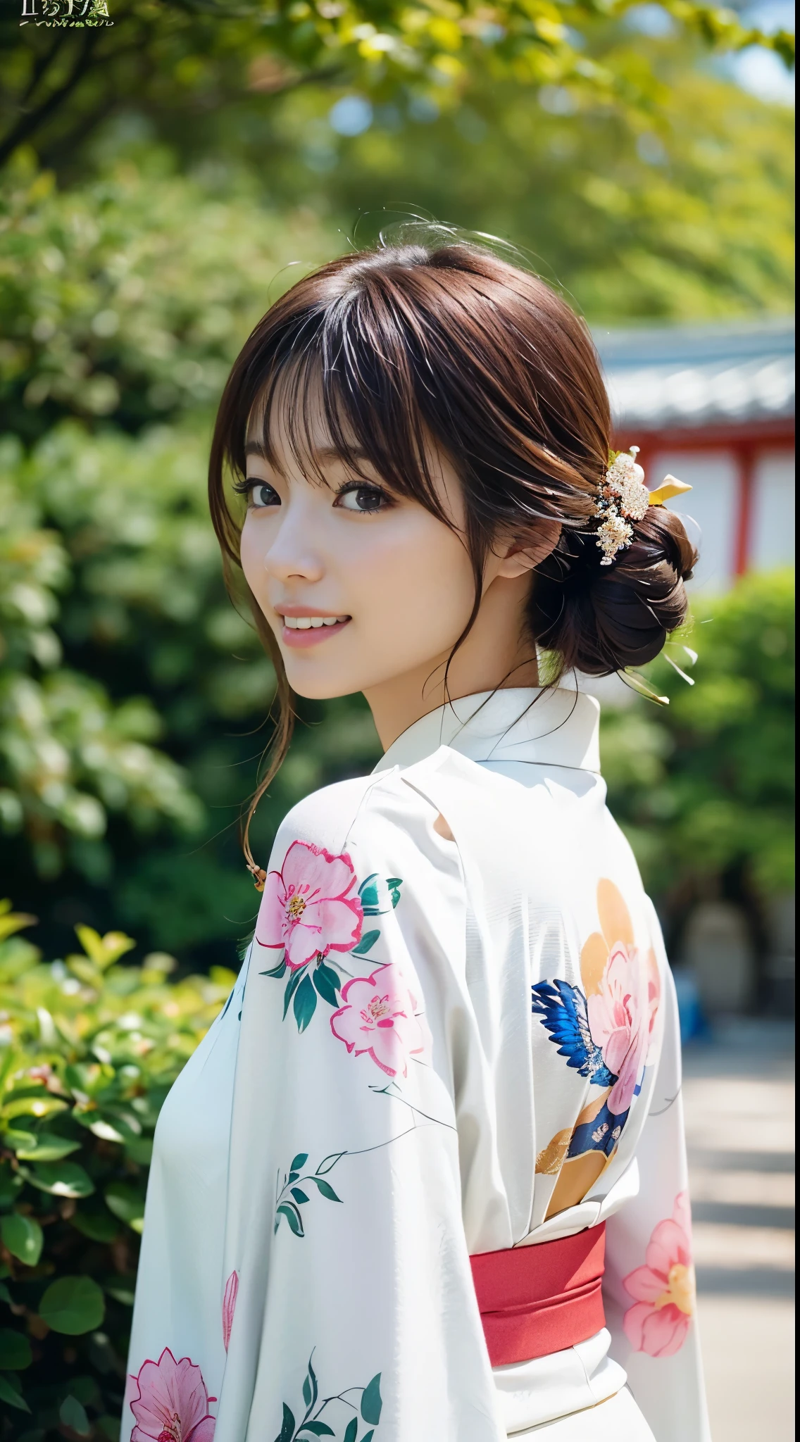 (((A beautiful woman wearing a long-sleeved kimono and visiting a shrine))),(((A gravure idol who looks good in Japanese clothes is feeding pigeons))),(((masutepiece:1.6))),(((ulzzang-6500))),(((perfect anatomia:1.6))),(((Deep depth of field with Hasselblad))),(((Sexy waist))),masterpiece,top-quality,超A high resolution,High detailed portrait,(photographrealistic:1.4),(((High nose and chiseled beautiful face))),(((Long limbs like a model))),The fair-skinned nape of the neck is dazzling,(((She is wearing beautiful formal Japanese clothing that shows off her body lines.))),Raise your chin and look up at the sky,((Full body shooting from the side)),Cute 20 years old, Her long, lustrous chestnut hair flutters in the wind.,((Proud F cup beautiful breasts )),(I can't get enough of my waistline),(Famous popular actresses of Japan),(Tuck your chin, raise the corners of your mouth and eyebrows, and smile),A detailed eye,((Gravure photoshoot at a shrine with an elegant atmosphere full of trees)),((long eyelashes and large eyes,,Distinct double eyelids,((shiny thick lips)),(((perfect anatomia:1.4))),