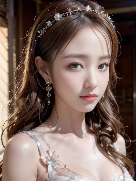 Nikon Z 85mm, ((highest quality)) ((masterpiece)), intricate details, sharp focus, professional, photorealistic, surrealistic, photorealism, fine detail, top quality, highly detailed CG Unity 32k wallpaper, perfect artwork, shiny hair, glowing eyes, shiny skin, realistic, perfect female figure, constricted waist, Very delicate and beautiful, best quality, beautiful detailed girl, staring at the viewer, smile: 1.4, beautiful fine eyes, face lights, see-through, long white wedding dress, wedding ring on ring finger, realistic expression of face, intricate details, makeup, perfect proportions (detailed beautiful delicate face, detailed beautiful delicate eyes, face) perfect proportions, detailed skin, detailed skin, standing figure, best ratio 4 fingers and 1 thumb, bedroom: 1.4,