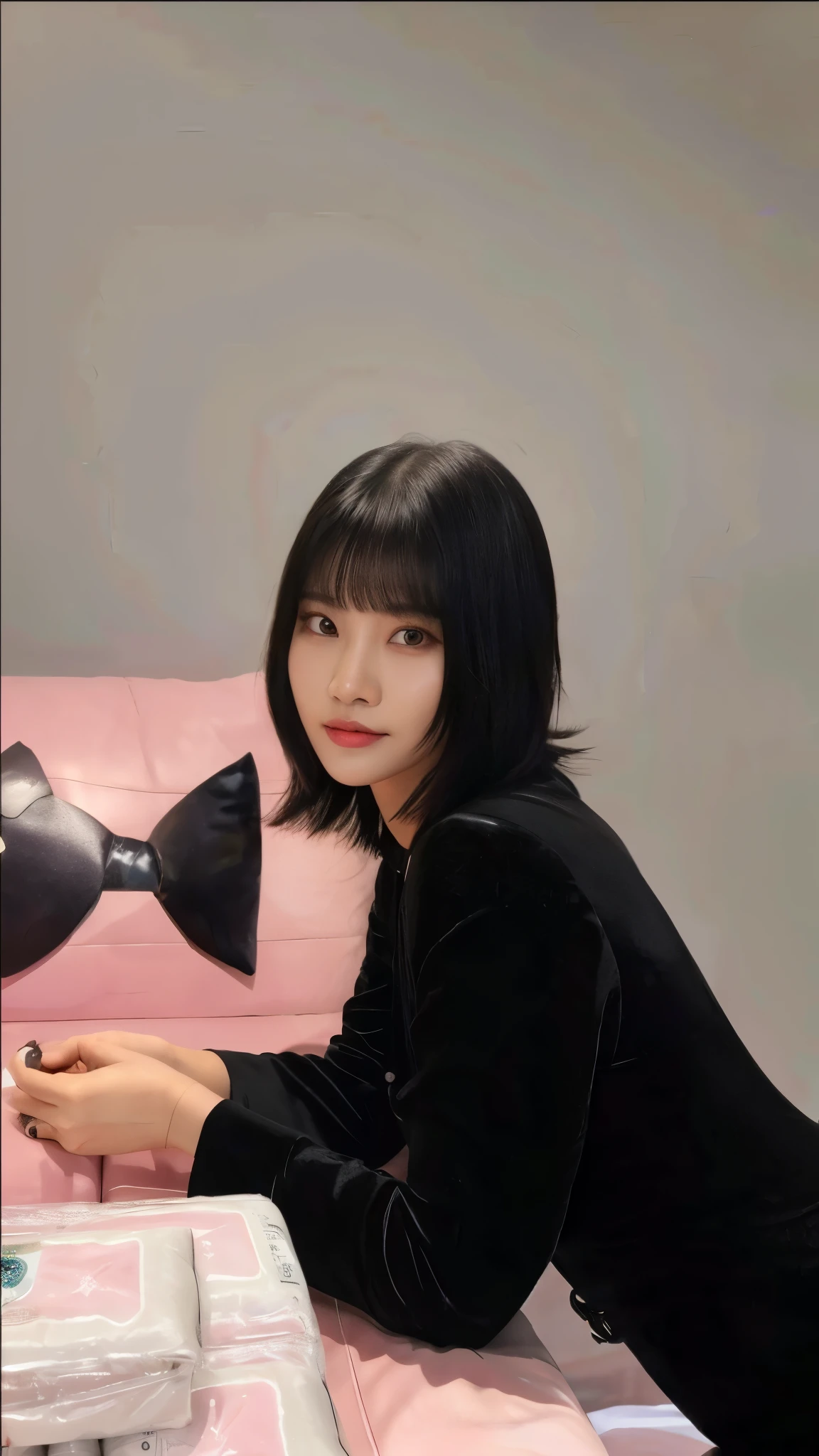 um close up de uma mulher com longos cabelos pretos usando um top cinza, Lalisa Manobal, Jaeyeon Nam, Ela tem cabelo preto com franja, Lalisa Manoban do Blackpink, Kim Doyoung, Lee Ji - Eun, Lee Ji-eun, Jinyoung Canela, Parque Ji-min, Heonhwa Choe, Hwang SE - EM