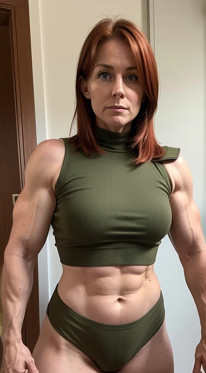 linda mulher (loira) europeia, cabelo loiro no rabo de cavalo, solid and thin construction, pale cream skin, olhos verdes claros, combat pants (vermelho), (pose yoga) , um close back de uma ((mulher linda loira, com olhos verdes)) com um corpo musculoso posando para uma foto, linda, perfeita, rosto lindo, rosto perfeito ,feminina e muscular, mulher fisiculturista, garota musculosa, ((loira de olhos verdes)), mulher forte, Modelo de fitness, adequado, mulher em forma, corpo forte, mulher musculosa e exausta, mulheres guerreiras musculosas, corpo fitness ifbb, exaggerated muscular physique, Sculpted Muscles, (Parte superior do corpo sexy), exaggerated physique