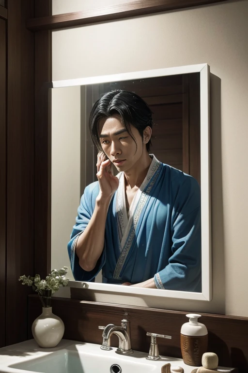 Bai Mo supported his hands on the washstand and looked at himself in the mirror in a daze., He washed his cold water face many times, and clearly felt the cold water droplets slipping from his face., In the end, I accepted reality.