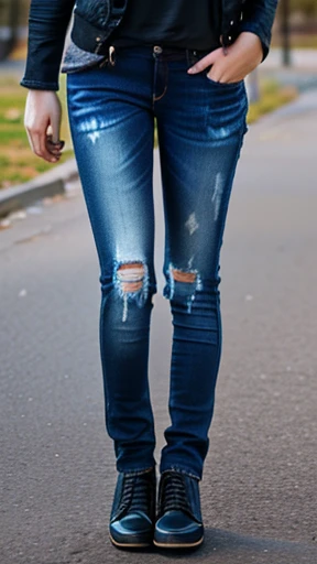 Realistic 18 years old girl, redhead, serious, dark clothes, jeans