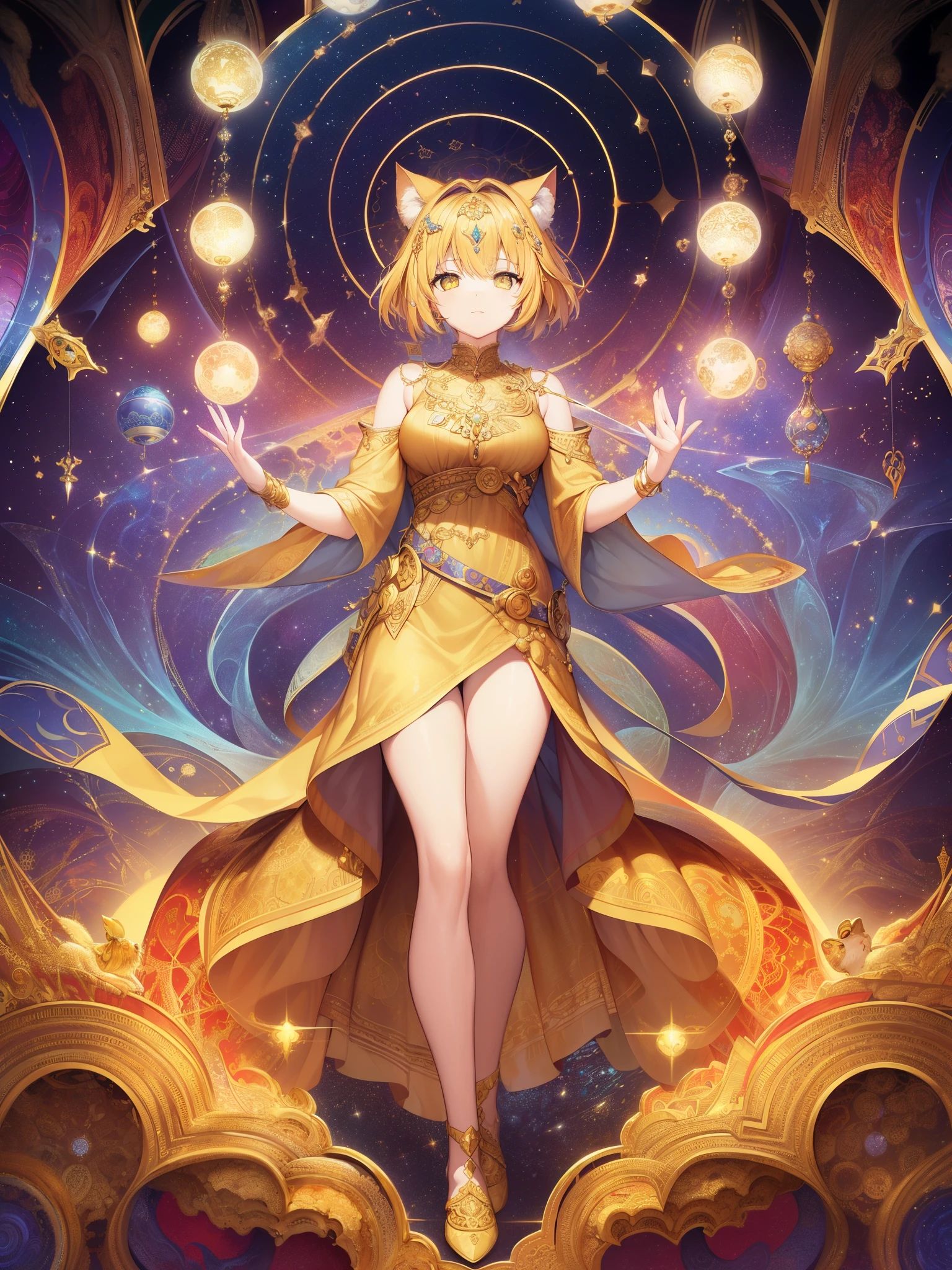 Realistic, (Masterpiece, Top Quality, Best Quality, Official Art, Beautiful and Aesthetic: 1.2), Very Detailed, Fractal Art, Colorful, Most Detailed, Leo, (Abstract Background: 1.5) (1girl: 1.3), (Cat class), yellow hair, bright eyes, earnest, combed back, short hair, , milky way, huge magical gold Leo astrolabe,dream,fantasy, gold trim,beautiful detailed sky,Style and Decoration for Leo, leo goddess,(nsfw:0.8)
delicate refective and high glass guardrail board