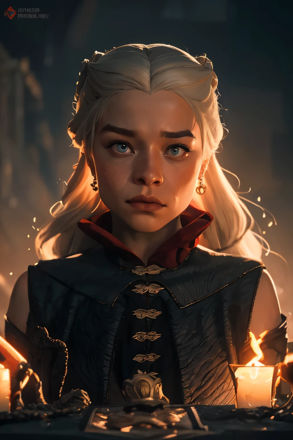 cinematic poster, Arte centrada, 1 girl, solo, ((sozinho)), (((only one character))),  a Targaryen queen, A Guerra dos Tronos,,  Game of Thrones, Gothic colors, climate of tension and terror, Adobe Illustration, trending on ArtStation, 8k, disco Rigido , master part, arte linda, detalhes intrincados.