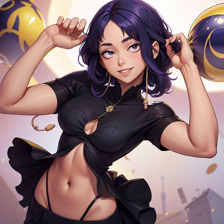 tmasterpiece, La mejor calidad en el mejor de los casos, 1girl, Kyoka Jiro, senos grandes,Vestimenta fuera del hombro,(escote),(Primer plano de la parte superior del cuerpo),Criado sexy,is shy,smil,con cabello rosado, Pelo largo blanquecino, (Globos oculares purpura:1.4), Forehead protection, Los cerezos,Cerezos en flor volando,Ropa negra,Media cremallera, mostrando sus grandes tetas, Mirando al espectador, Hermosos ojos, sonrisa seductora sexy, belleza, GIRL sole