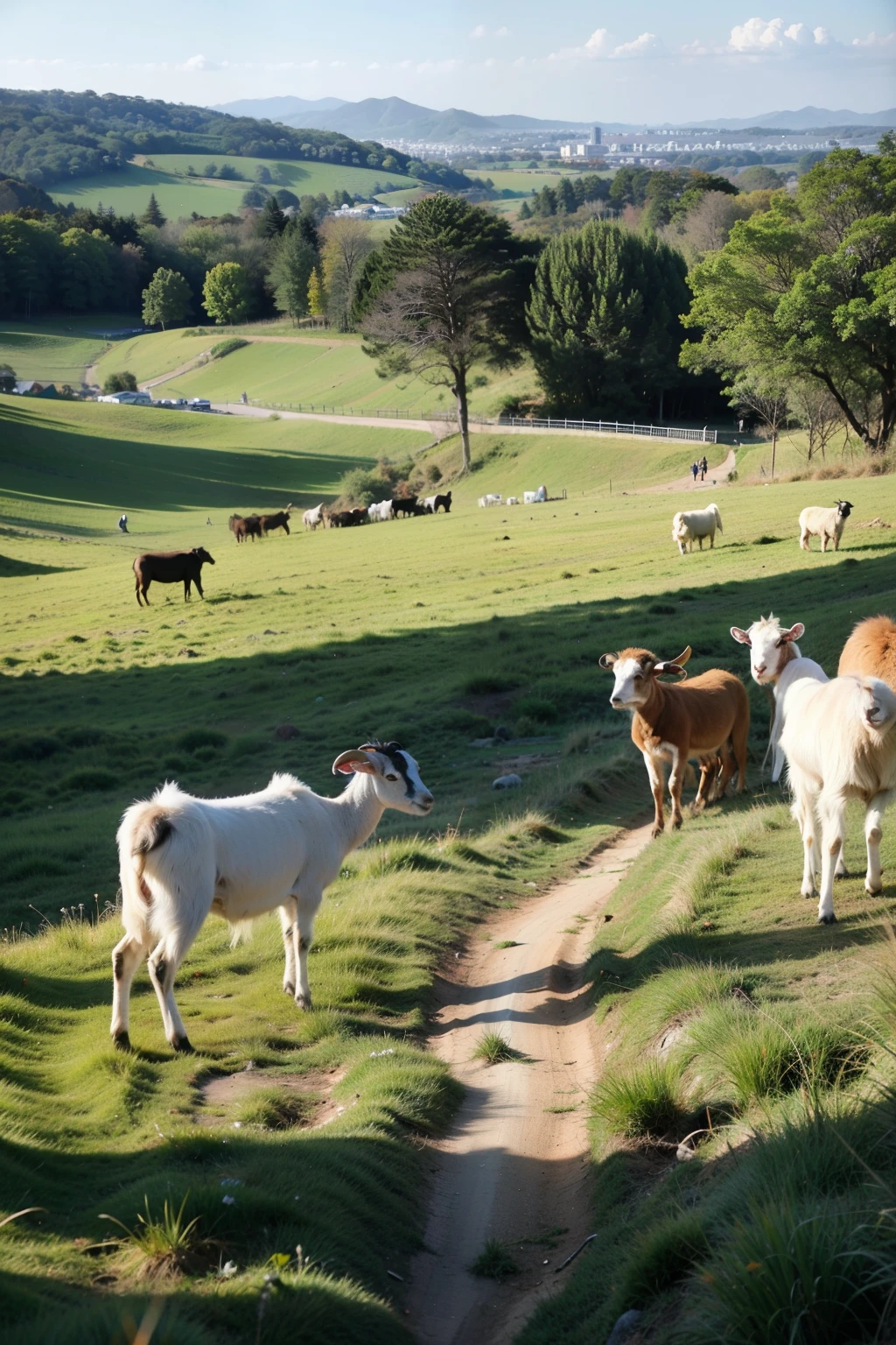 12 zodiac animals。In the savannah。graze。goats。A sheep。
